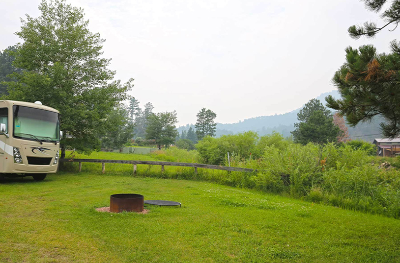 Camping site at Firehouse Campground in Hill City, SD